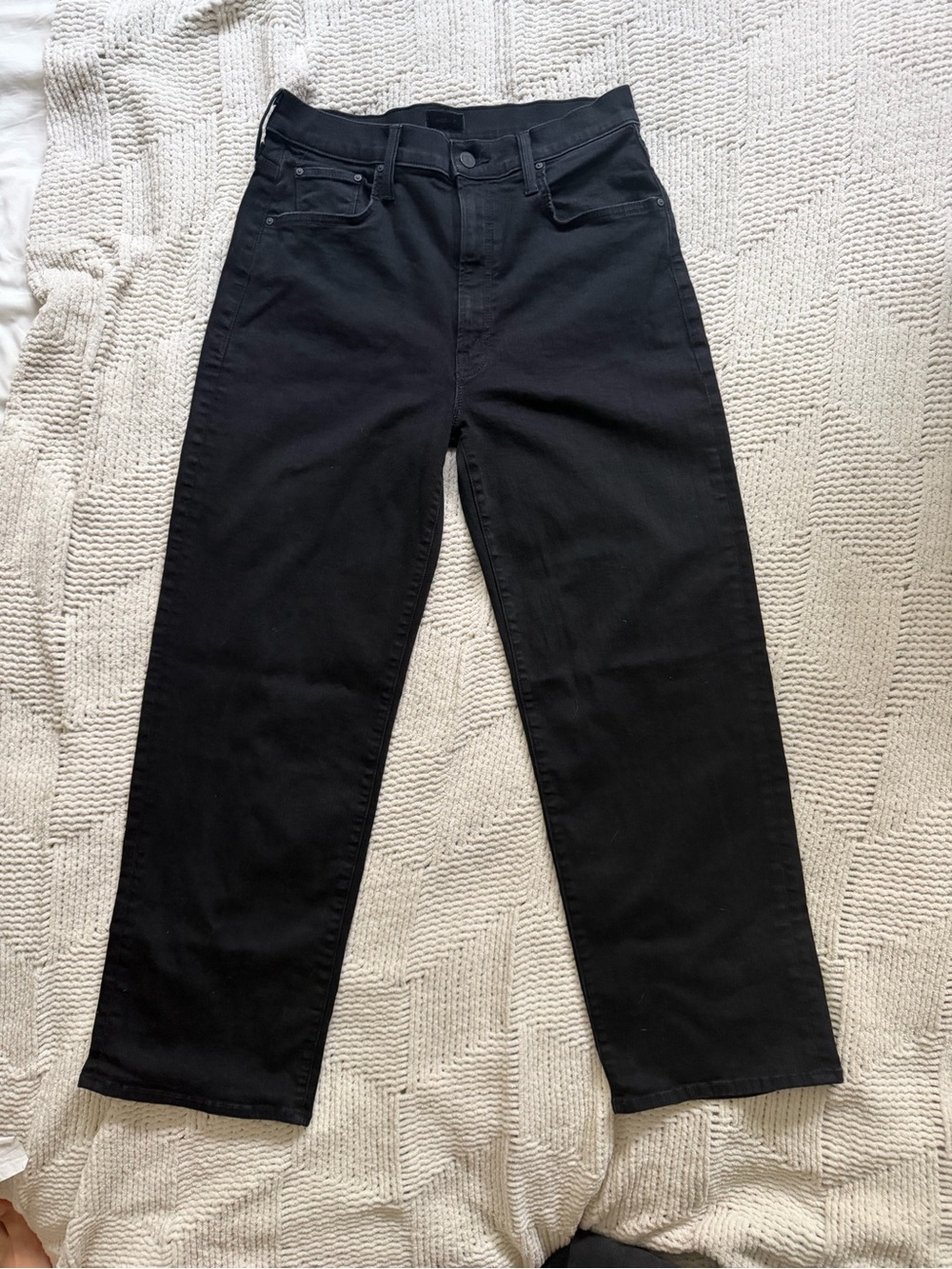 MOTHER rambler zip ankle black jeans